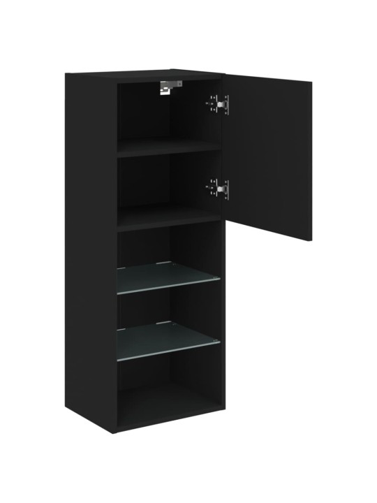 Tv skapītis ar led apgaismojumu, melns, 40,5x30x102 cm
