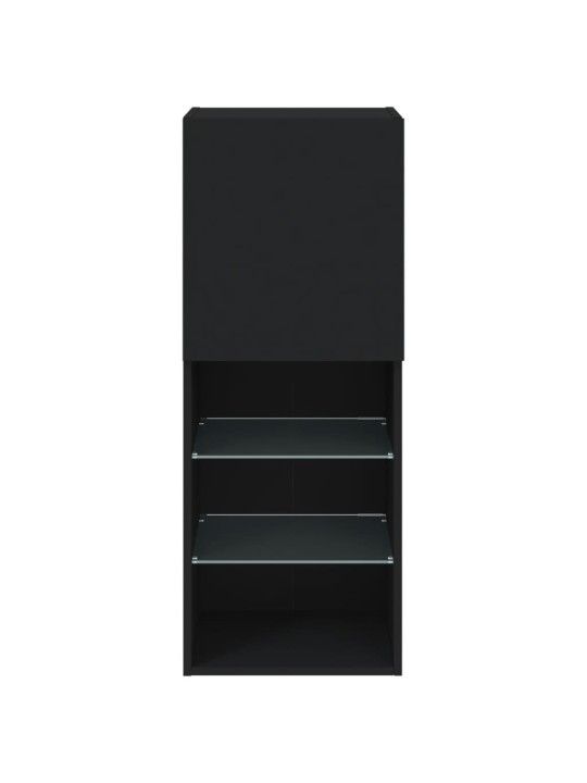 Tv skapītis ar led apgaismojumu, melns, 40,5x30x102 cm