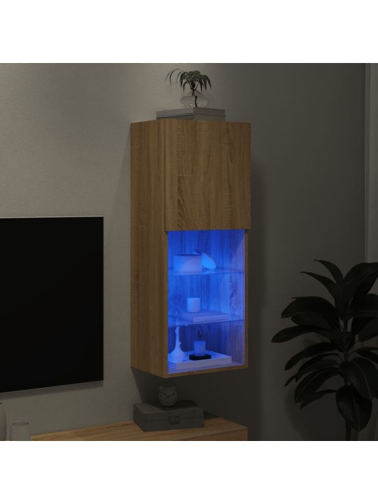 Tv skapītis ar led apgaismojumu, ozola krāsa, 40,5x30x102 cm
