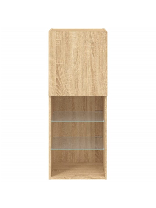 Tv skapītis ar led apgaismojumu, ozola krāsa, 40,5x30x102 cm