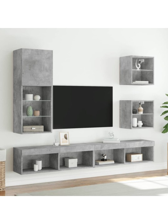 Tv skapītis ar led apgaismojumu, betona pelēks, 40,5x30x102 cm