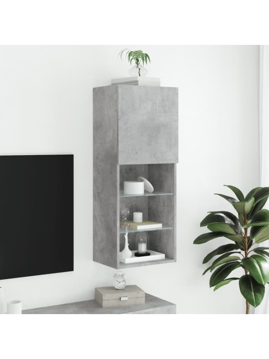 Tv skapītis ar led apgaismojumu, betona pelēks, 40,5x30x102 cm