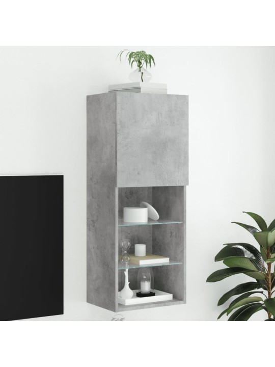 Tv skapītis ar led apgaismojumu, betona pelēks, 40,5x30x102 cm