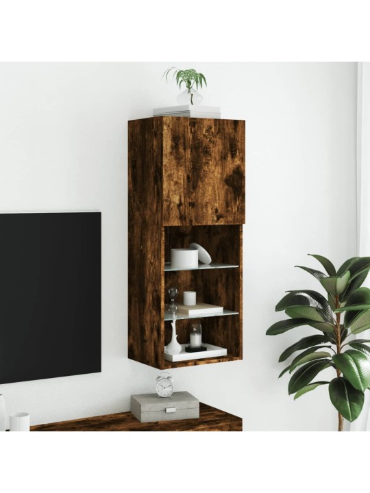 Tv skapītis ar led apgaismojumu, ozolkoka krāsa, 40,5x30x102 cm