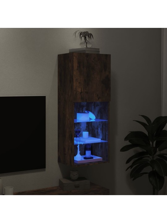 Tv skapītis ar led apgaismojumu, ozolkoka krāsa, 40,5x30x102 cm