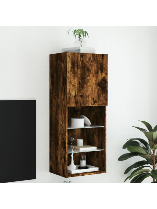 Tv skapītis ar led apgaismojumu, ozolkoka krāsa, 40,5x30x102 cm