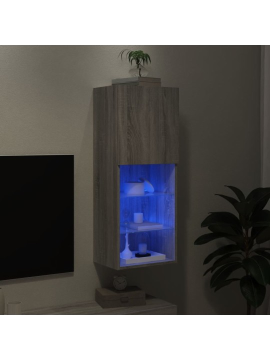 Tv skapītis ar led lampiņām, pelēka ozola krāsa, 40,5x30x102 cm