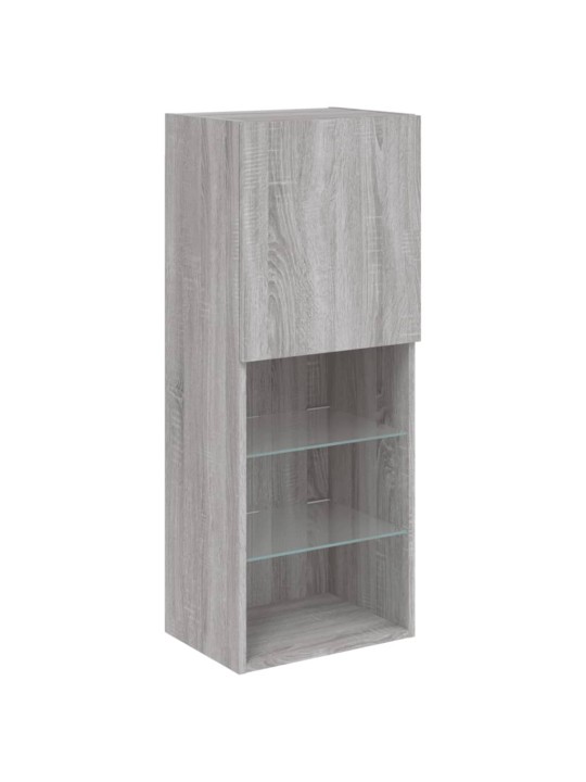 Tv skapītis ar led lampiņām, pelēka ozola krāsa, 40,5x30x102 cm