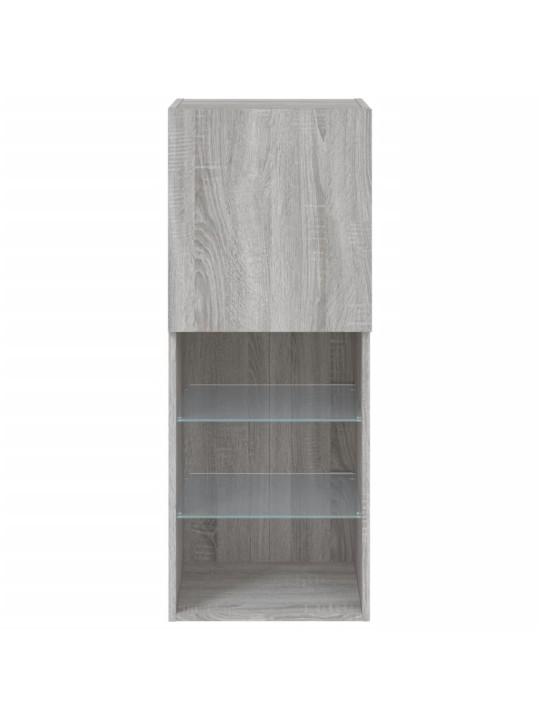 Tv skapītis ar led lampiņām, pelēka ozola krāsa, 40,5x30x102 cm