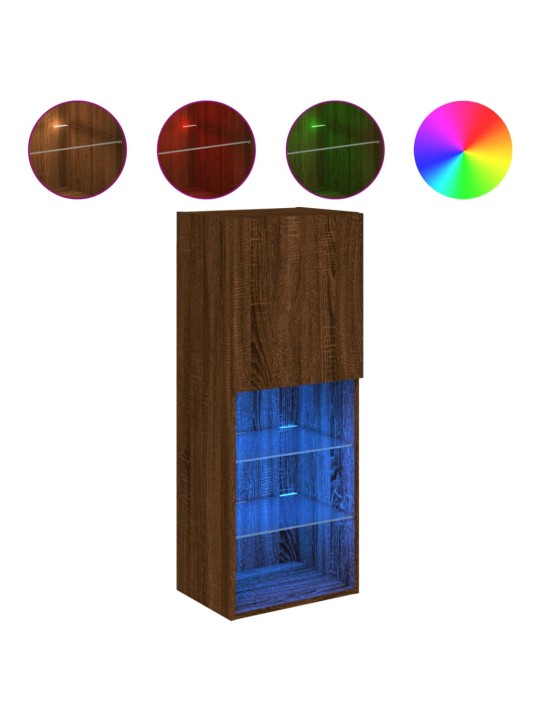 Tv galdiņš ar led lampiņām, ozolkoka krāsa, 40,5x30x102 cm