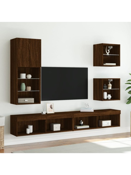 Tv galdiņš ar led lampiņām, ozolkoka krāsa, 40,5x30x102 cm