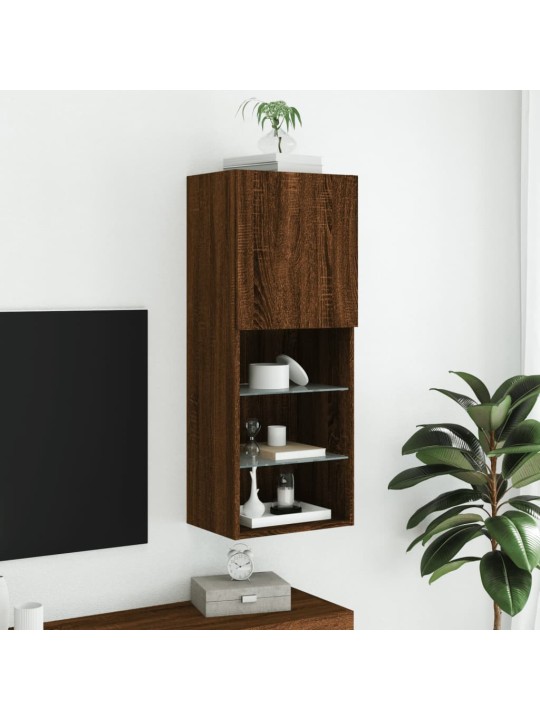 Tv galdiņš ar led lampiņām, ozolkoka krāsa, 40,5x30x102 cm