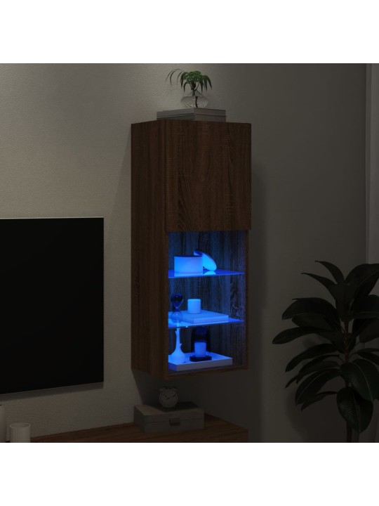 Tv galdiņš ar led lampiņām, ozolkoka krāsa, 40,5x30x102 cm
