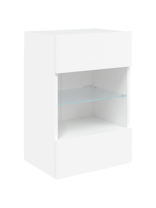 Tv galdiņš ar led lampiņām, balti, 40x30x60,5 cm