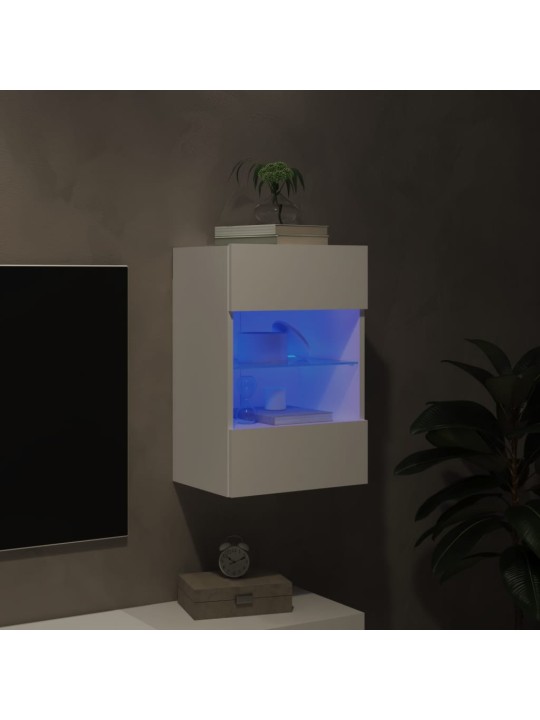 Tv galdiņš ar led lampiņām, balti, 40x30x60,5 cm