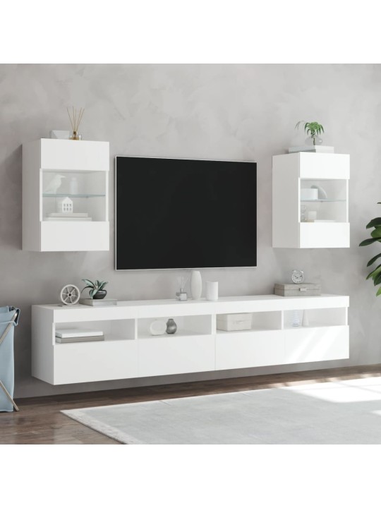 Tv galdiņš ar led lampiņām, balti, 40x30x60,5 cm