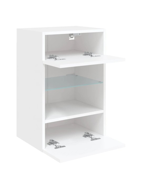 Tv galdiņš ar led lampiņām, balti, 40x30x60,5 cm