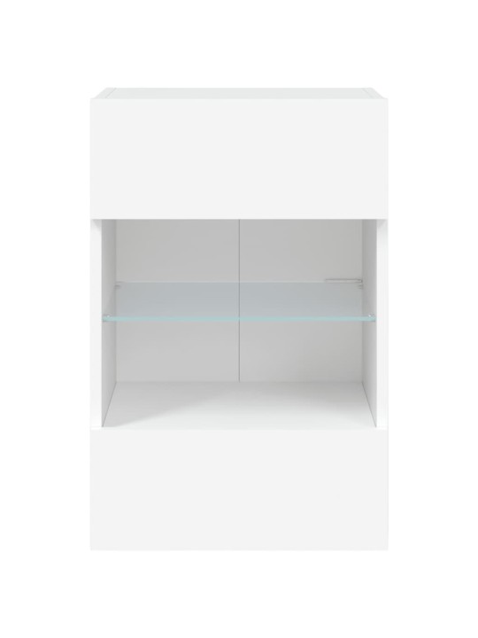 Tv galdiņš ar led lampiņām, balti, 40x30x60,5 cm