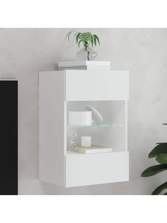 Tv galdiņš ar led lampiņām, balti, 40x30x60,5 cm
