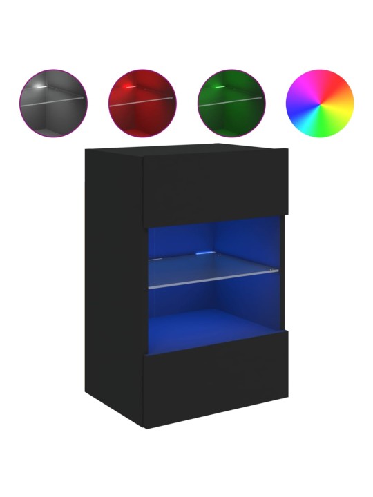 Tv galdiņš ar led lampiņām, melni, 40x30x60,5 cm