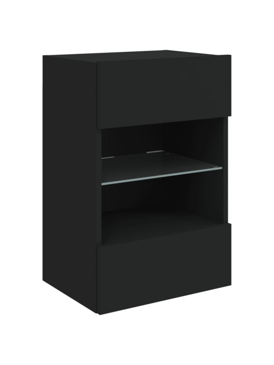 Tv galdiņš ar led lampiņām, melni, 40x30x60,5 cm