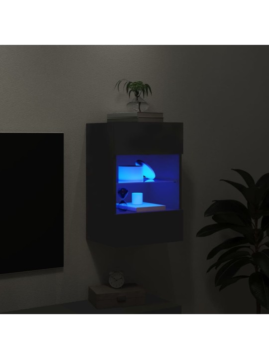 Tv galdiņš ar led lampiņām, melni, 40x30x60,5 cm