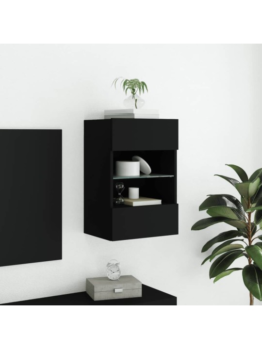 Tv galdiņš ar led lampiņām, melni, 40x30x60,5 cm