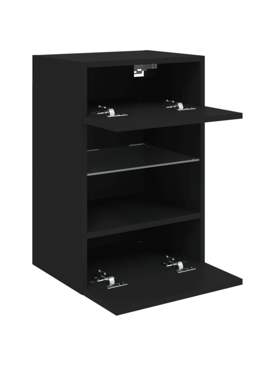 Tv galdiņš ar led lampiņām, melni, 40x30x60,5 cm