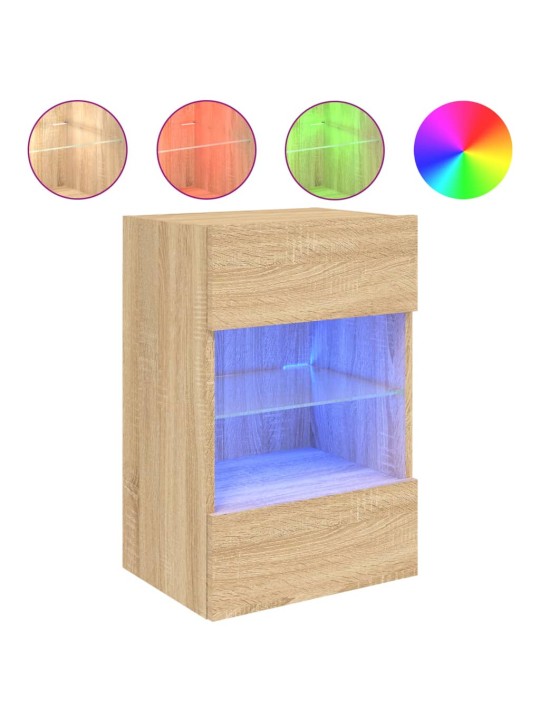 Tv plaukti ar led lampiņām, 30x28,5x30 cm, koka krāsā