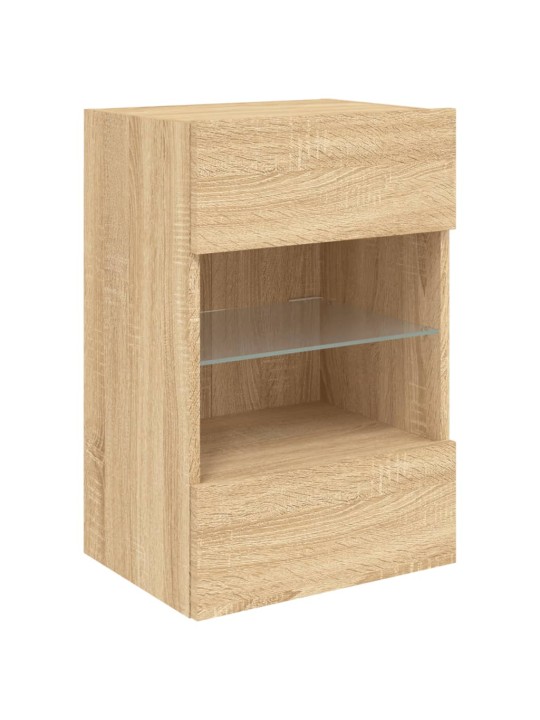 Tv plaukti ar led lampiņām, 30x28,5x30 cm, koka krāsā