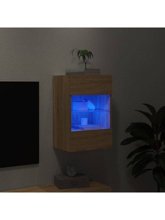 Tv plaukti ar led lampiņām, 30x28,5x30 cm, koka krāsā