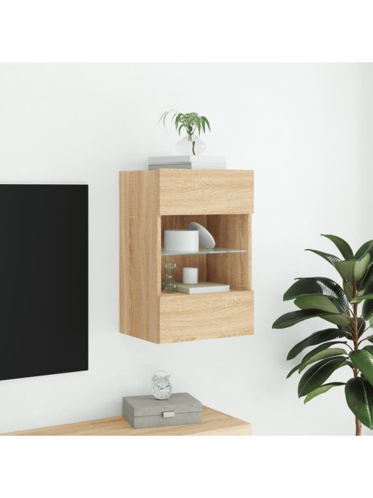 Tv plaukti ar led lampiņām, 30x28,5x30 cm, koka krāsā