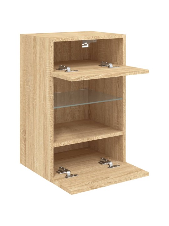 Tv plaukti ar led lampiņām, 30x28,5x30 cm, koka krāsā