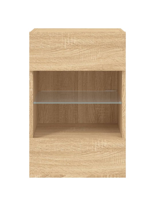 Tv plaukti ar led lampiņām, 30x28,5x30 cm, koka krāsā