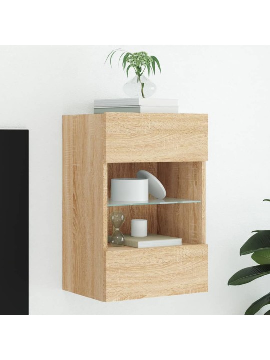 Tv plaukti ar led lampiņām, 30x28,5x30 cm, koka krāsā