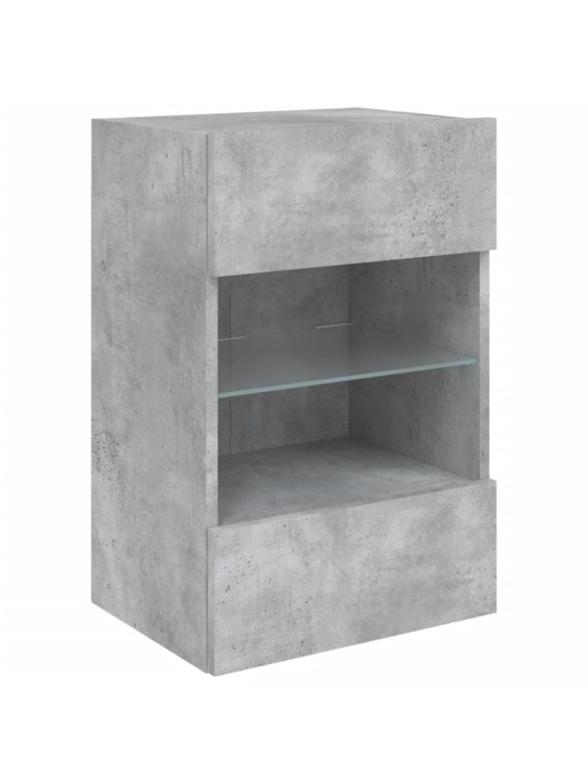 Tv galdiņi ar led lampiņām, betona pelēki, 40x30x60,5 cm