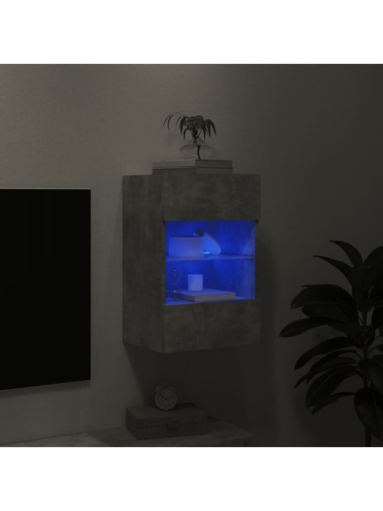 Tv galdiņi ar led lampiņām, betona pelēki, 40x30x60,5 cm