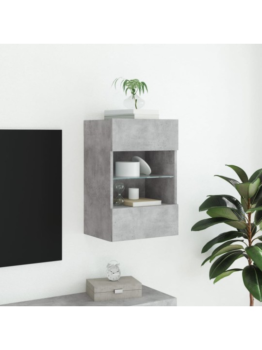 Tv galdiņi ar led lampiņām, betona pelēki, 40x30x60,5 cm