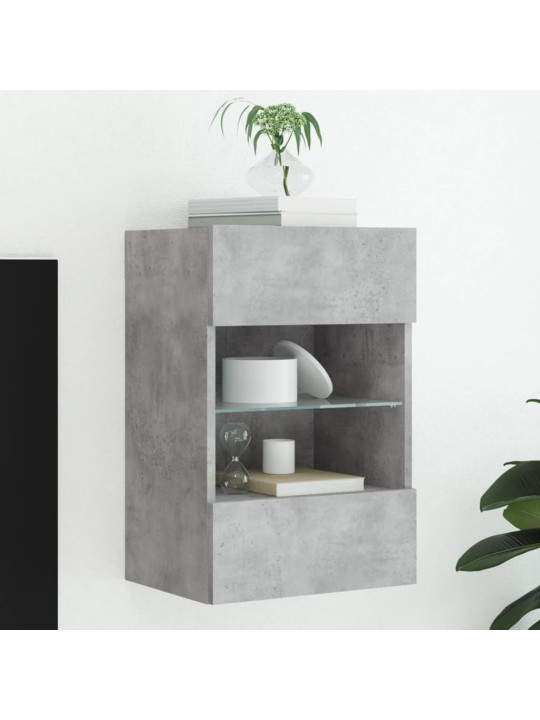 Tv galdiņi ar led lampiņām, betona pelēki, 40x30x60,5 cm