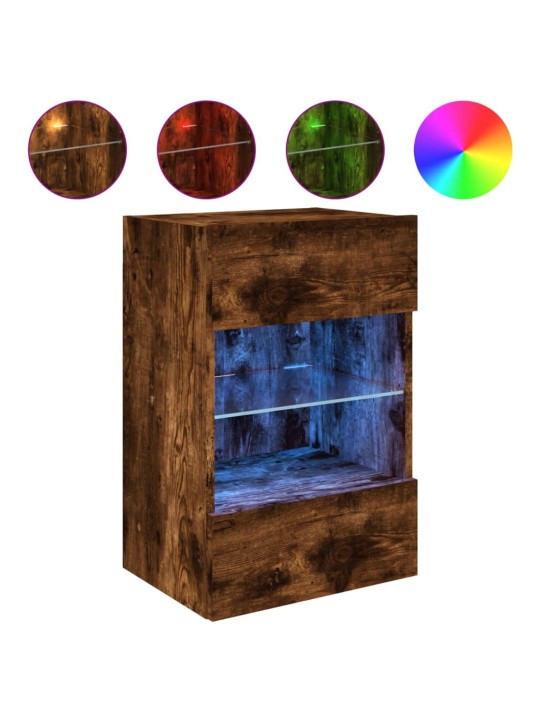 Tv plaukti ar led lampiņām, 40x30x60,5 cm, ozolkoka krāsā