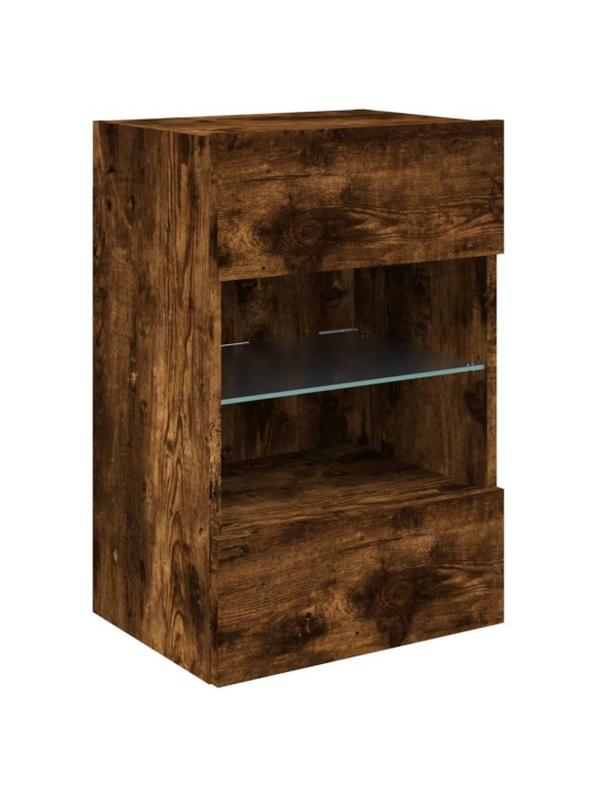 Tv plaukti ar led lampiņām, 40x30x60,5 cm, ozolkoka krāsā