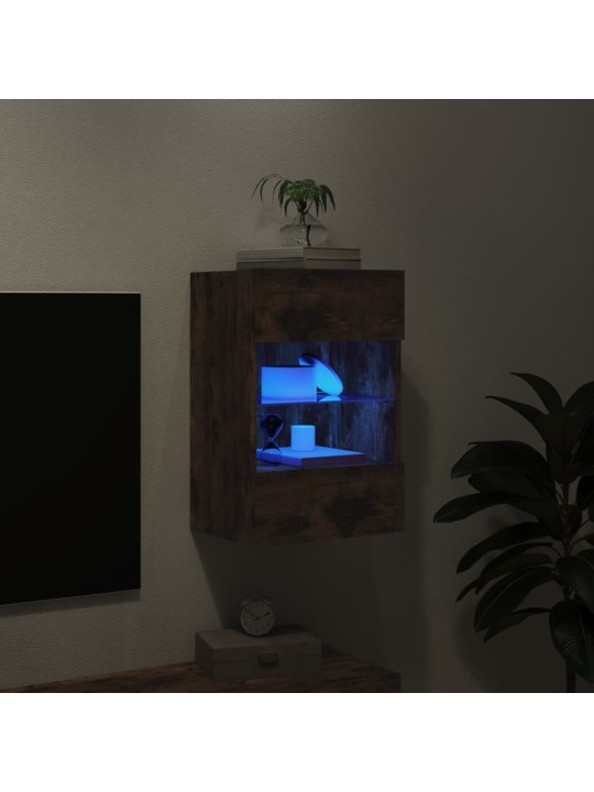 Tv plaukti ar led lampiņām, 40x30x60,5 cm, ozolkoka krāsā