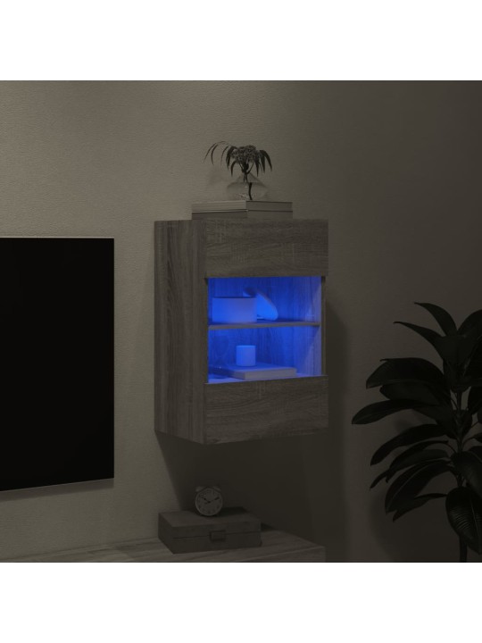 Tv skapītis ar led lampiņām, pelēka ozola krāsa, 40x30x60,5 cm