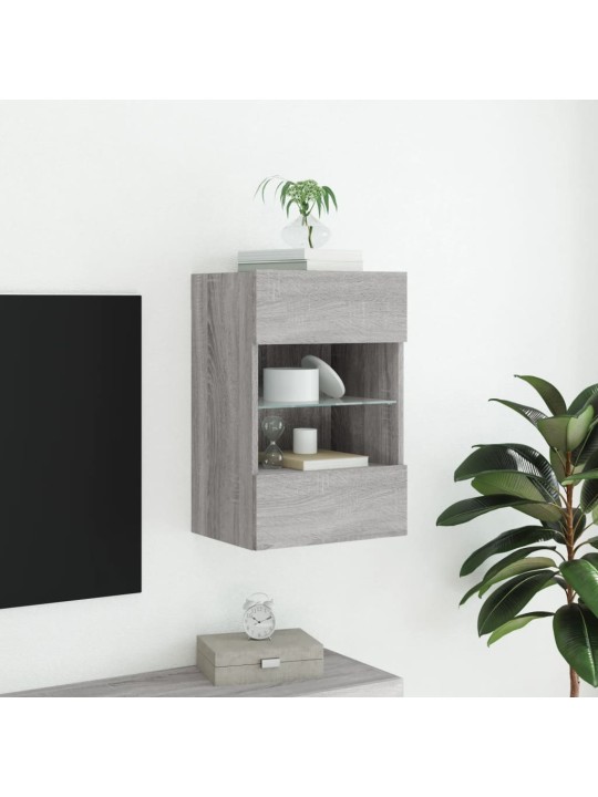 Tv skapītis ar led lampiņām, pelēka ozola krāsa, 40x30x60,5 cm