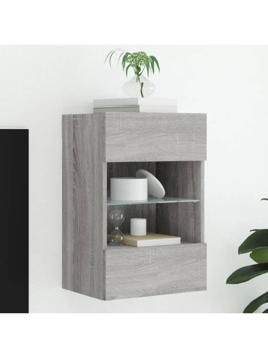 Tv skapītis ar led lampiņām, pelēka ozola krāsa, 40x30x60,5 cm