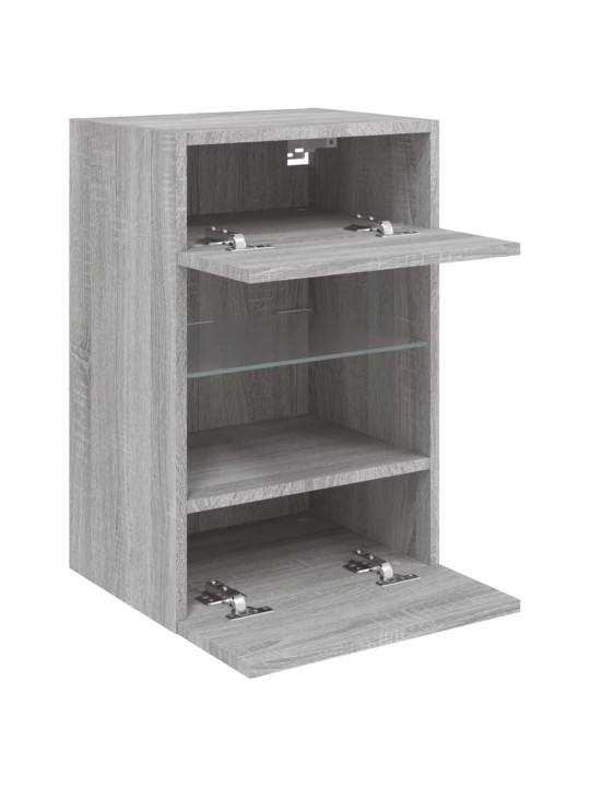 Tv plaukti ar led lampiņām, 2 gab., 40x30x60,5 cm, pelēka ozola