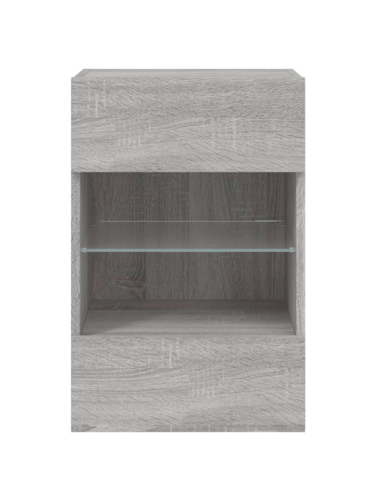 Tv plaukti ar led lampiņām, 2 gab., 40x30x60,5 cm, pelēka ozola