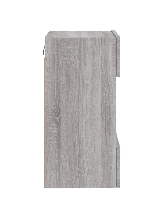 Tv plaukti ar led lampiņām, 2 gab., 40x30x60,5 cm, pelēka ozola