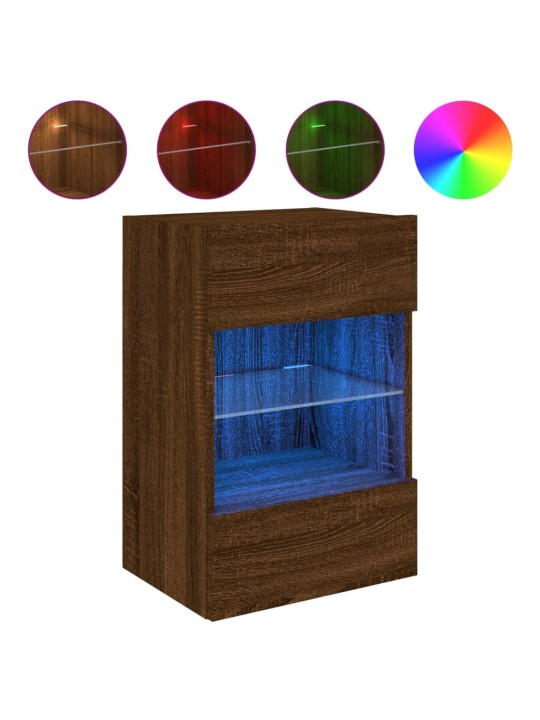 Tv plaukti ar led lampiņām, 40x30x60,5 cm, brūna ozolkoka