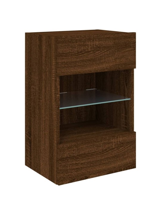 Tv plaukti ar led lampiņām, 40x30x60,5 cm, brūna ozolkoka